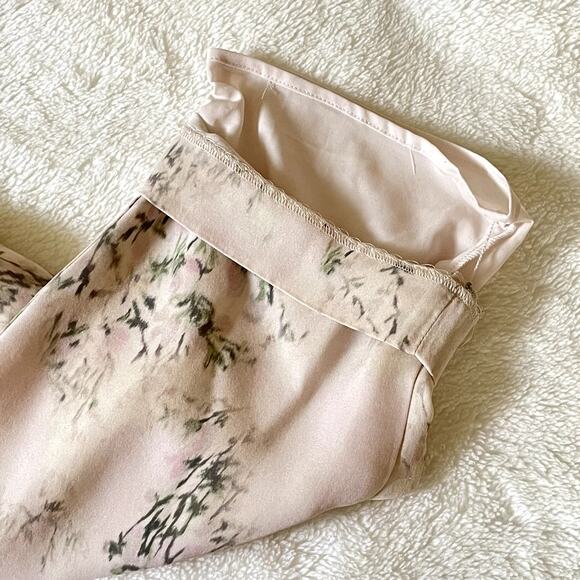 THEORY 100% Silk Ivory Floral Relaxed Chino Tapered Pleat Pants Spring Size 6 - Picture 10 of 13